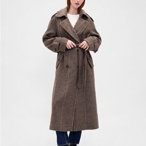 Stylish Brown Plaid Long Coat large